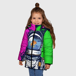Куртка зимняя для девочки Астронавт аквариум в краске, цвет: 3D-черный — фото 2