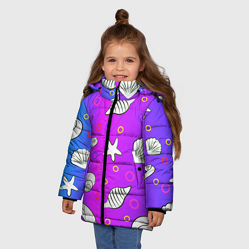 Зимняя куртка для девочки Ракушки с градиентом / 3D-Черный – фото 3