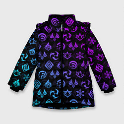 Куртка зимняя для девочки GENSHIN IMPACT NEON, цвет: 3D-черный