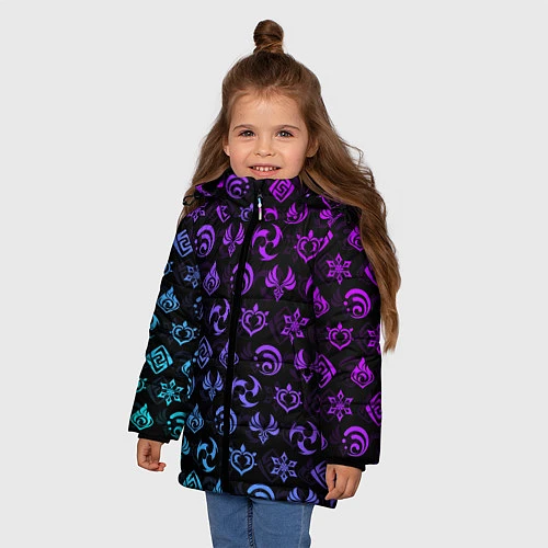 Зимняя куртка для девочки GENSHIN IMPACT NEON / 3D-Черный – фото 3