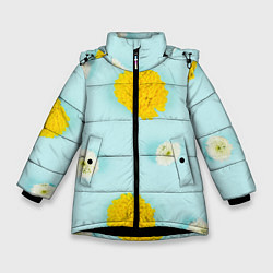 Куртка зимняя для девочки Одуванчики Dandelions, цвет: 3D-черный