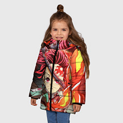 Куртка зимняя для девочки КЛИНОК РАССЕКАЮЩИЙ ДЕМОНОВ, цвет: 3D-черный — фото 2