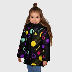 Куртка зимняя для девочки Круги и Треугольники, цвет: 3D-светло-серый — фото 2