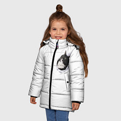 Куртка зимняя для девочки КОТ В СЕРДЦЕ, цвет: 3D-черный — фото 2