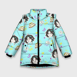 Куртка зимняя для девочки Сяо и тофу, цвет: 3D-черный
