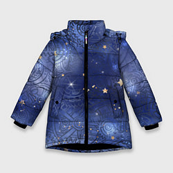 Куртка зимняя для девочки Небо в стиле Стимпанк, цвет: 3D-черный