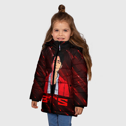 Зимняя куртка для девочки BTS Red and black / 3D-Черный – фото 3
