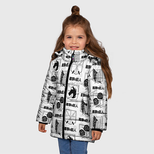 Зимняя куртка для девочки АТАКА ТИТАНОВ ОРГАНИЗАЦИИ УЗОР / 3D-Черный – фото 3