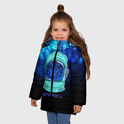 Куртка зимняя для девочки Тигр в скафандре, цвет: 3D-черный — фото 2