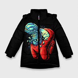 Куртка зимняя для девочки Among Us Aliens, цвет: 3D-черный