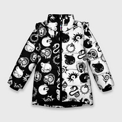 Куртка зимняя для девочки ЭМБЛЕМЫ МАГИЧЕСКАЯ БИТВА JK, цвет: 3D-черный