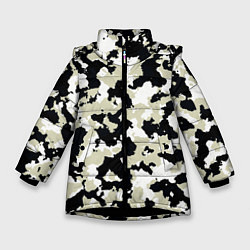 Куртка зимняя для девочки Холодный камуфляж, цвет: 3D-черный