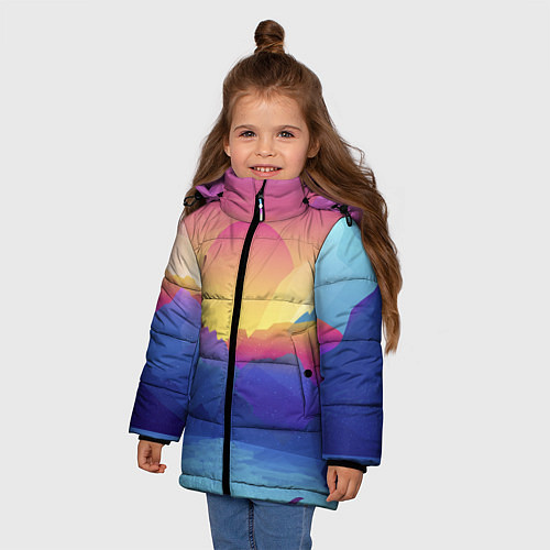 Зимняя куртка для девочки Красочные Горы / 3D-Черный – фото 3