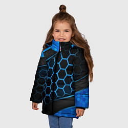 Куртка зимняя для девочки 3D luxury blue 3Д СОТЫ и плиты, цвет: 3D-светло-серый — фото 2