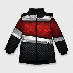 Зимняя куртка для девочки 3D Красные соты металлические