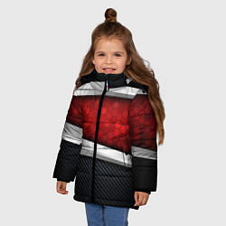 Куртка зимняя для девочки 3D Красные соты металлические, цвет: 3D-черный — фото 2