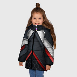 Куртка зимняя для девочки 3D соты объемная броня сталь, цвет: 3D-черный — фото 2