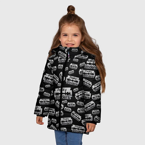 Зимняя куртка для девочки Peaky Blinders Лезвие Паттерн / 3D-Черный – фото 3