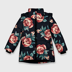 Куртка зимняя для девочки Розы, цвет: 3D-черный