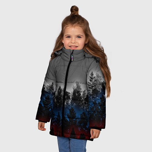 Зимняя куртка для девочки Флаг из леса / 3D-Черный – фото 3
