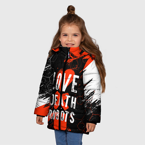 Зимняя куртка для девочки ЛЮБОВЬ СМЕРТЬ И РОБОТЫ СОТЫ / 3D-Черный – фото 3