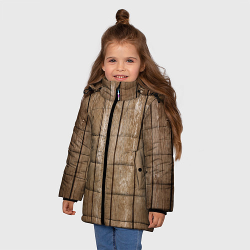 Зимняя куртка для девочки Texture Wood / 3D-Черный – фото 3