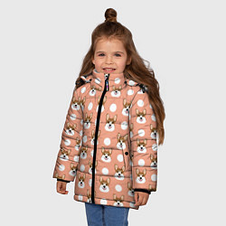 Куртка зимняя для девочки Звери Корги, цвет: 3D-черный — фото 2