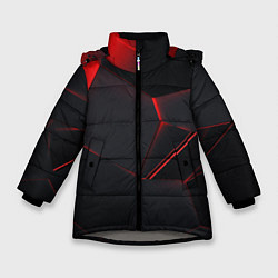 Куртка зимняя для девочки Красные плиты 3D, цвет: 3D-светло-серый