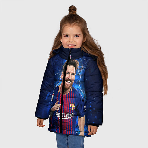 Зимняя куртка для девочки Лионель Месси Барселона 10 / 3D-Черный – фото 3