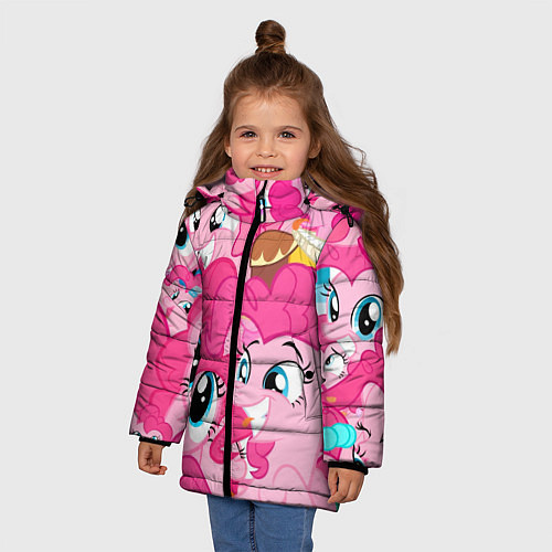 Зимняя куртка для девочки Pinkie Pie pattern / 3D-Черный – фото 3