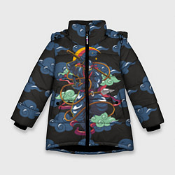 Куртка зимняя для девочки Ниндзя, цвет: 3D-черный