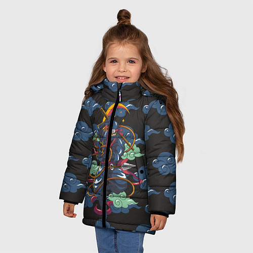 Зимняя куртка для девочки Ниндзя / 3D-Черный – фото 3