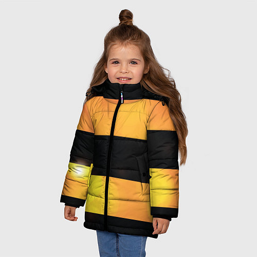 Зимняя куртка для девочки Георгиевская лента / 3D-Черный – фото 3