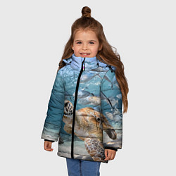 Куртка зимняя для девочки Морская черепаха, цвет: 3D-красный — фото 2