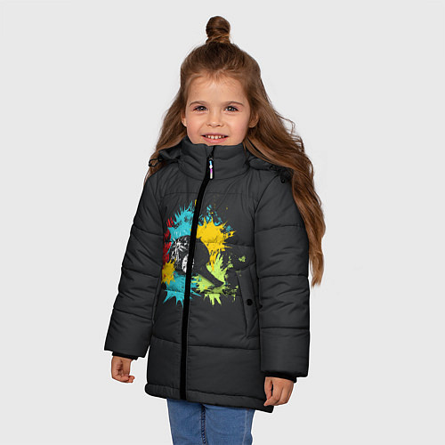 Зимняя куртка для девочки Пинг-понг / 3D-Черный – фото 3