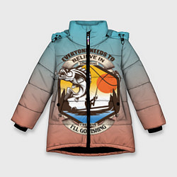 Куртка зимняя для девочки Поход и туристическая рыбалка, цвет: 3D-черный