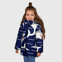 Куртка зимняя для девочки Акулы, цвет: 3D-черный — фото 2