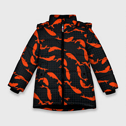 Куртка зимняя для девочки Красные рыбки, цвет: 3D-черный