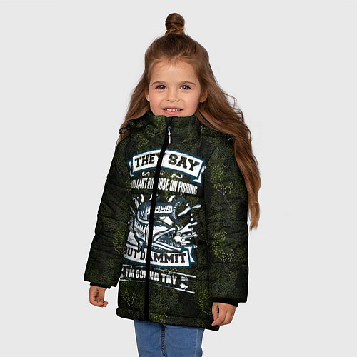 Зимняя куртка для девочки Рыбалка на щуку / 3D-Черный – фото 3