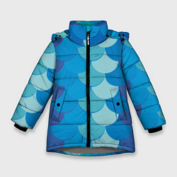 Куртка зимняя для девочки Синяя чешуя рыбы, цвет: 3D-светло-серый