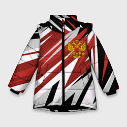 Куртка зимняя для девочки РОССИЯ RUSSIA RED, цвет: 3D-черный