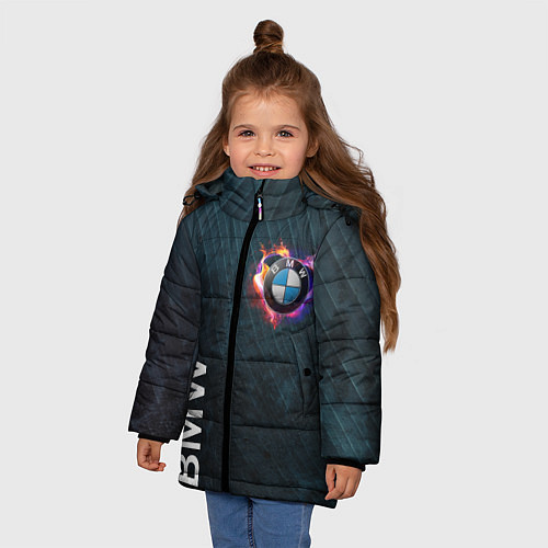 Зимняя куртка для девочки BMW Heart Grooved Texture / 3D-Черный – фото 3