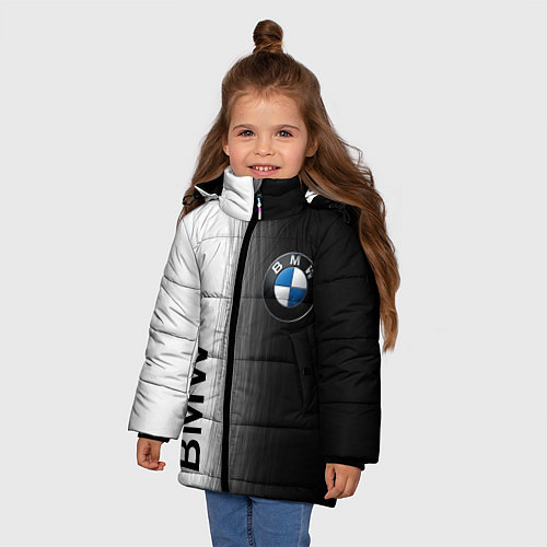 Зимняя куртка для девочки Black and White BMW / 3D-Черный – фото 3
