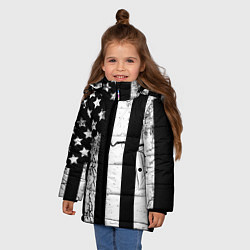 Куртка зимняя для девочки ЗВЕЗДНО-ПОЛОСАТЫЙ, цвет: 3D-светло-серый — фото 2