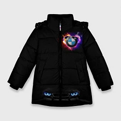 Куртка зимняя для девочки BMW Car, цвет: 3D-черный