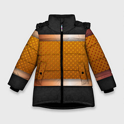 Куртка зимняя для девочки 3d gold black, цвет: 3D-черный