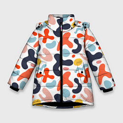 Куртка зимняя для девочки Абстрактные цветные пятна, цвет: 3D-черный