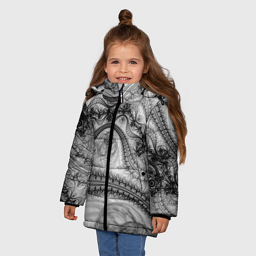 Зимняя куртка для девочки Spilled ink Texture / 3D-Черный – фото 3