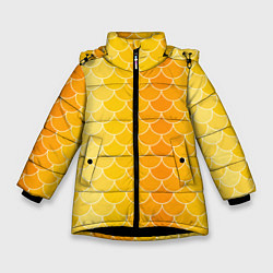 Куртка зимняя для девочки Желтая чешуя, цвет: 3D-черный