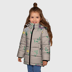 Куртка зимняя для девочки Цветочная эстетика, цвет: 3D-черный — фото 2